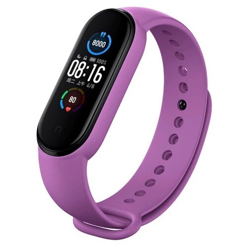 Силиконовый ремешок для фитнес браслета Xiaomi Mi Band 5 и Mi Band 6 / Сменный браслет для часов Сяоми Ми Бэнд 5 и Ми Бэнд 6