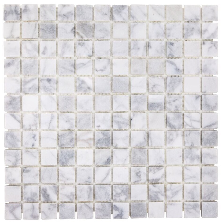 Мозаика из натурального мрамора Carrara DAO-536-23-4. Матовая. Размер 300х300мм. Толщина 4мм. Цвет белый-серый. 1 лист. Площадь 0.09м2