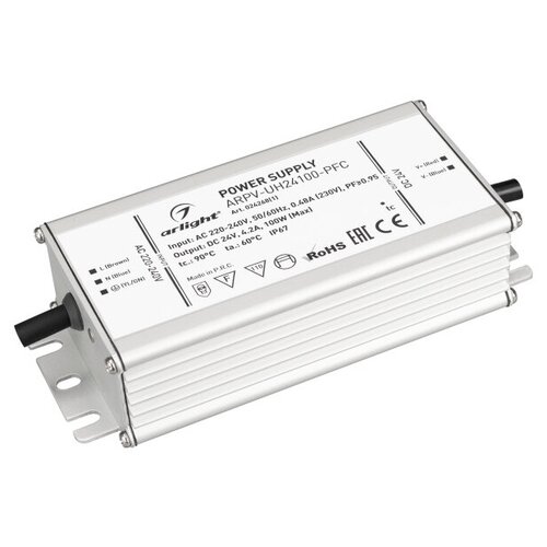 Блок питания ARPV-UH24100-PFC (24V, 4.2A, 100W) (Arlight, IP67 Металл, 7 лет) блок питания arpv uh24100 pfc 55c 24v 4 2a 100w arlight ip67 металл 5 лет