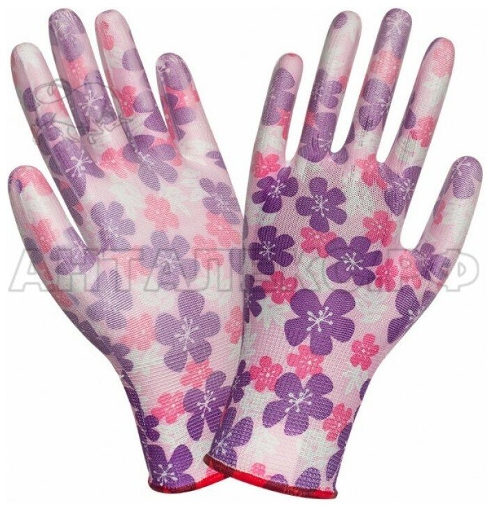 Розовые перчатки Садовые цветы 7 размер