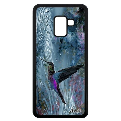 фото Ударопрочный чехол на телефон // samsung galaxy a8 2018 // "колибри" полет птицы, utaupia, серый металлик