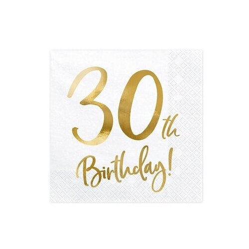 фото Салфетки бумажные 30 birthday, белая, 33 x 33 см, набор 20 шт. yandex market