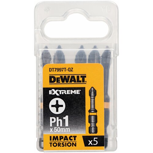 Биты ударные DEWALT IMPACT DT7997T, Torsion Ph1, 50 мм, 5 шт.