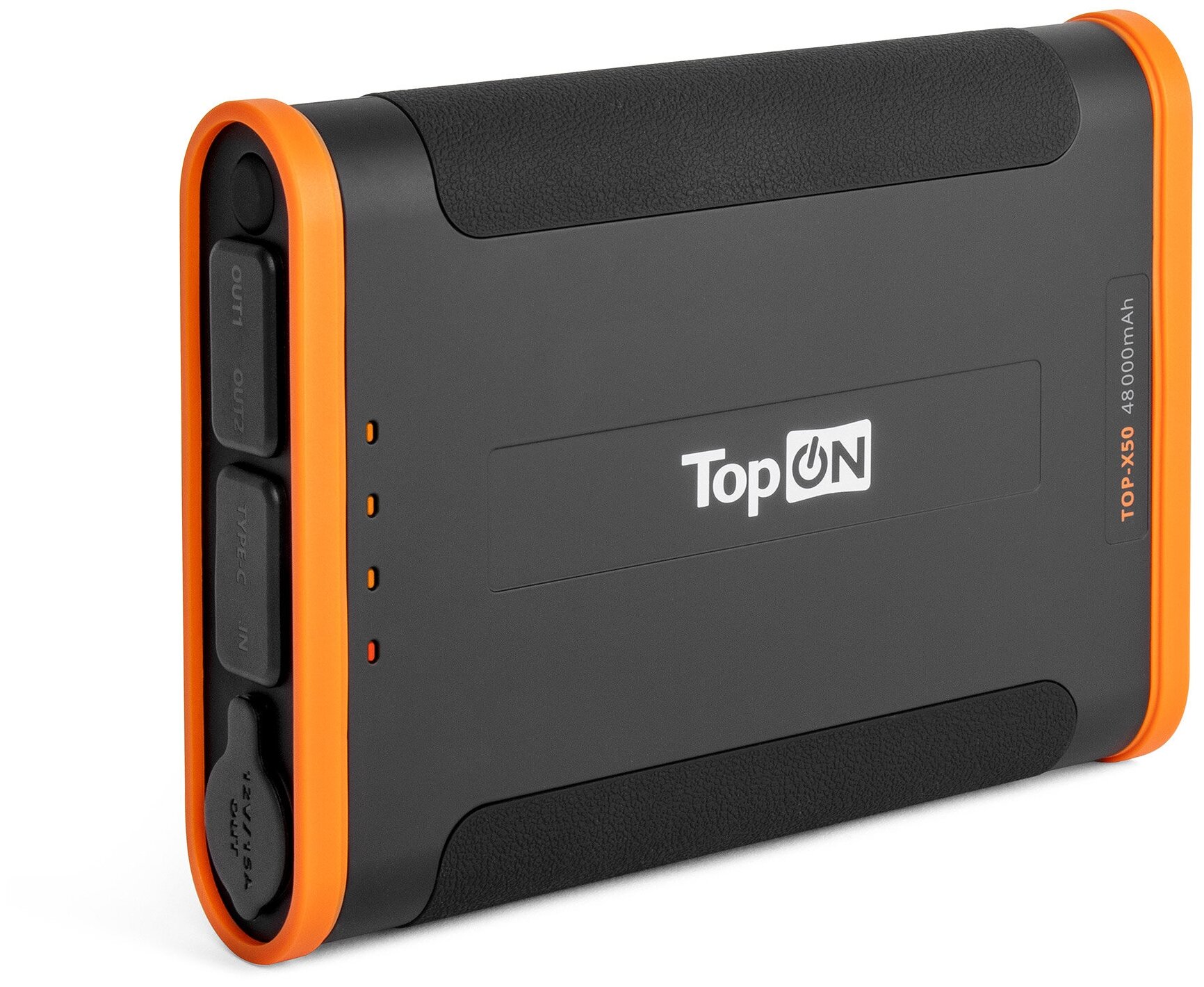 Внешний аккумулятор TopON TOP-X50 48000mAh Type-C PD 60W, USB1 QC3.0, USB2 12W, авторозетка 180W, фонарь, защита от брызг, LiFePO4. Черный