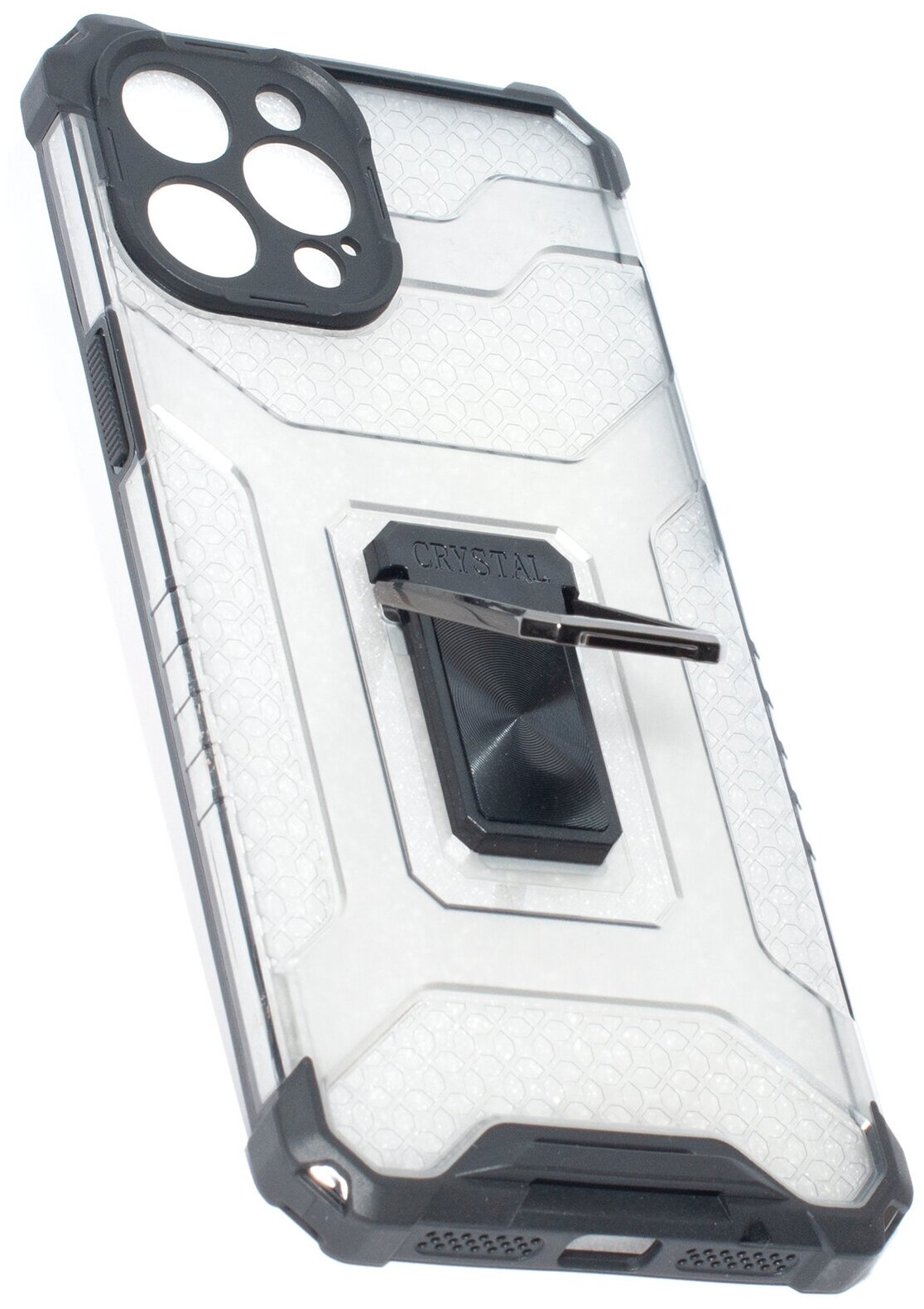 Чехол противоударный усиленный ударопрочный для Apple IPhone 12 Pro Max магнитный c кольцом держателем, черный