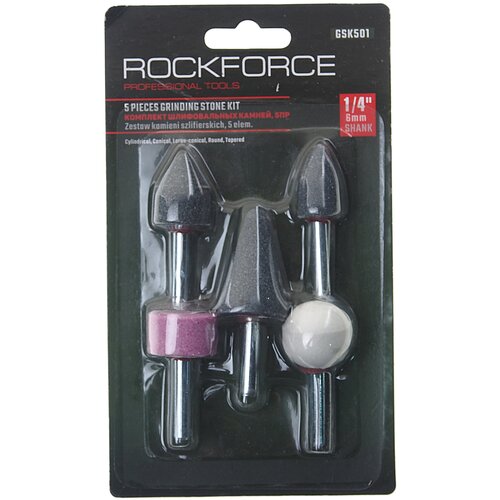 Набор камней абразивных, 5пр.(хвостовик 6мм) ROCKFORCE /1