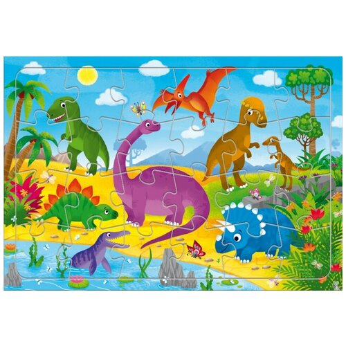 ГеоДом. Пазл листовой на подложке. Динозавры. 24 детали. 21х29,5 см настольная игра геодом пазл листовой на подложке динозавры