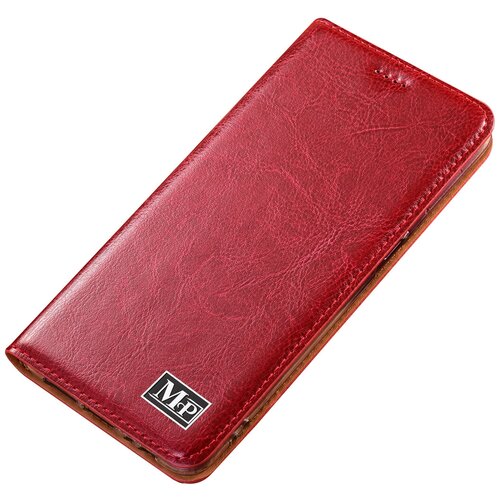 фото Чехол-книжка mypads premium для samsung galaxy m30s / samsung galaxy m21 sm-m215 (2020) из качественной натуральной мраморной кожи буйвола прошитый элегантной прострочкой красный с магнитной крышкой