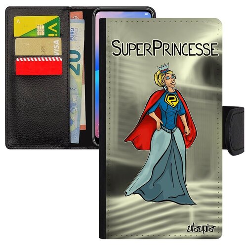 фото Стильный чехол-книжка на смартфон // xiaomi mi 8 lite // "суперпринцесса" комичный супергерой, utaupia, серый