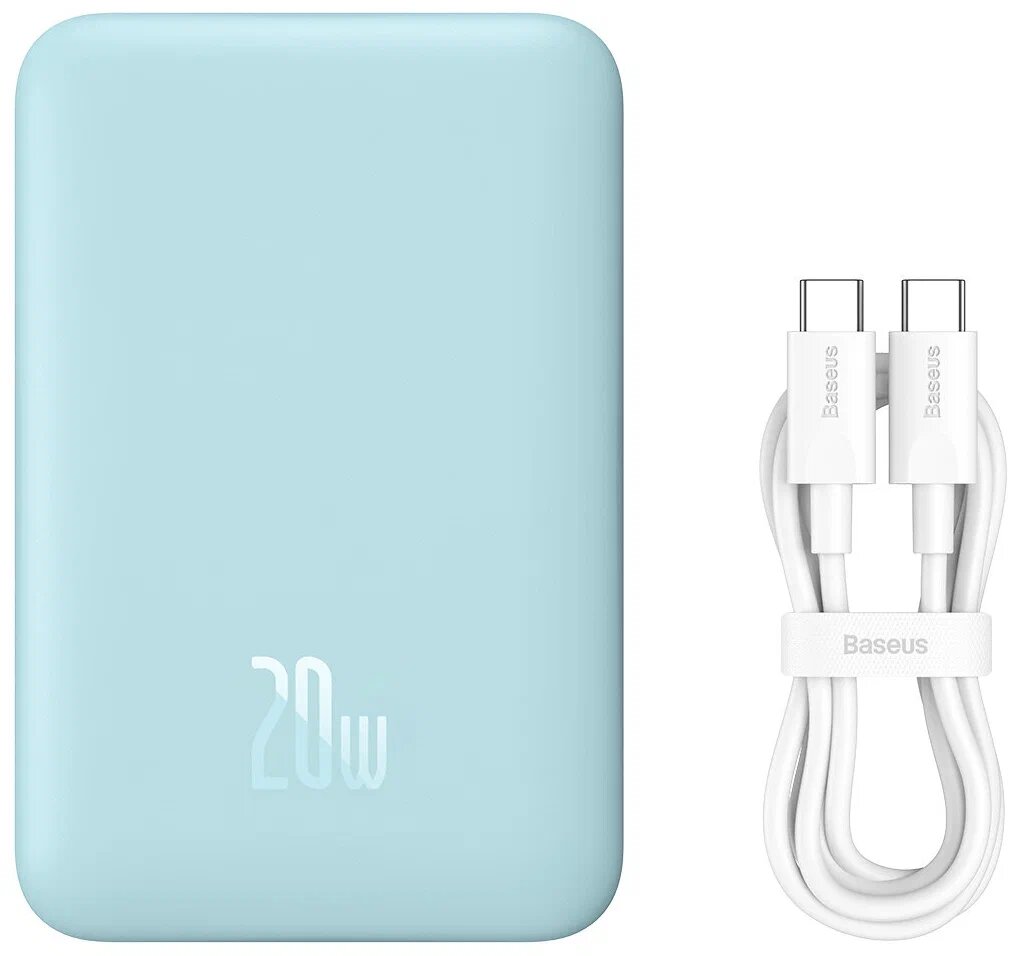 Внешний аккумулятор Baseus Magnetic Mini Wireless Fast Charge Power Bank 10000mAh 20W Blue PPCX110103 — фото 1