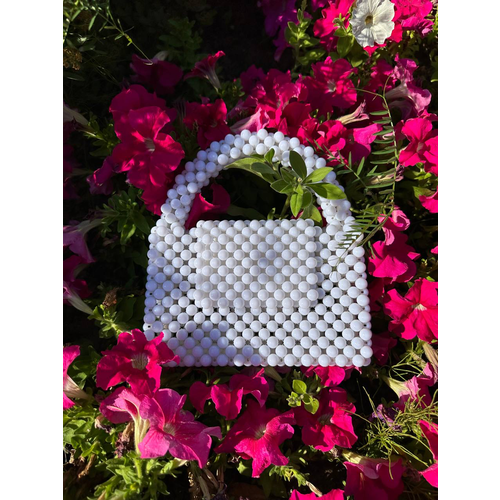 Сумка кросс-боди , фактура плетеная, белый