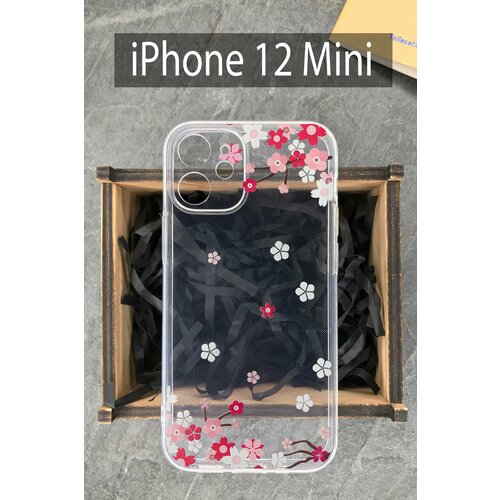 Силиконовый чехол Цветки сакуры для Apple iPhone 12 Mini/ Айфон 12 Мини