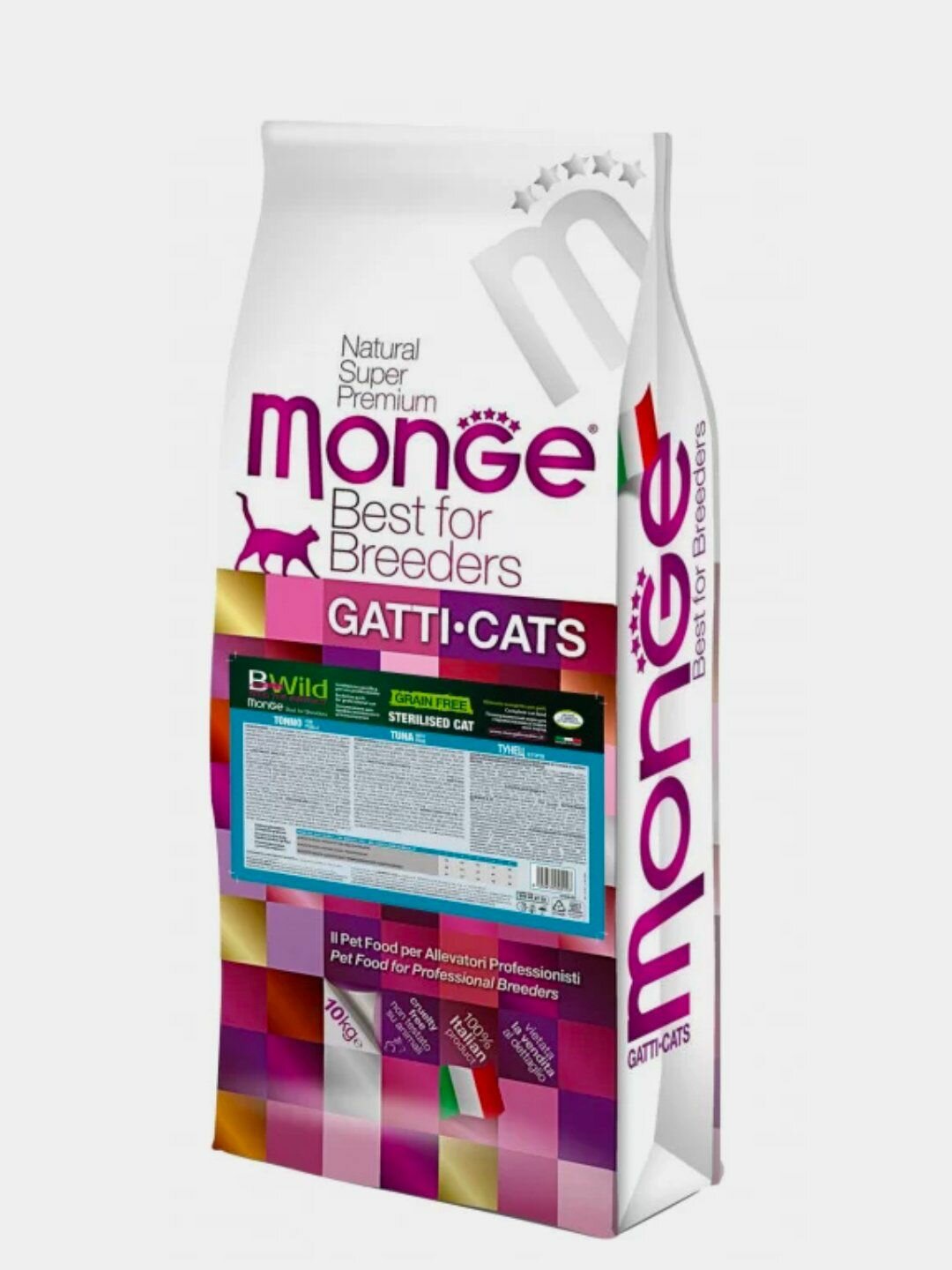 Сухой корм для стерилизованных кошек Monge BWILD Feed the Instinct, с тунцом, с горошком 10 кг