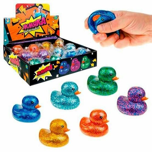 1toy Жмяка-антистресс Уточка с блёстками 8х7,2х6,5см, игрушки 1toy bubble gum антистресс уточка