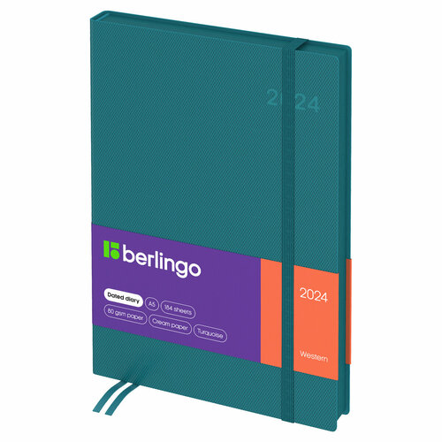 Ежедневник датированный 2024г, А5, 184л, кожзам, Berlingo 