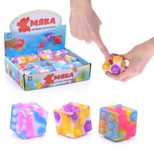 Игрушка-антистресс 1Toy Кубик жмяка, 5,5х5,5 см, 3 вида (Т22992)