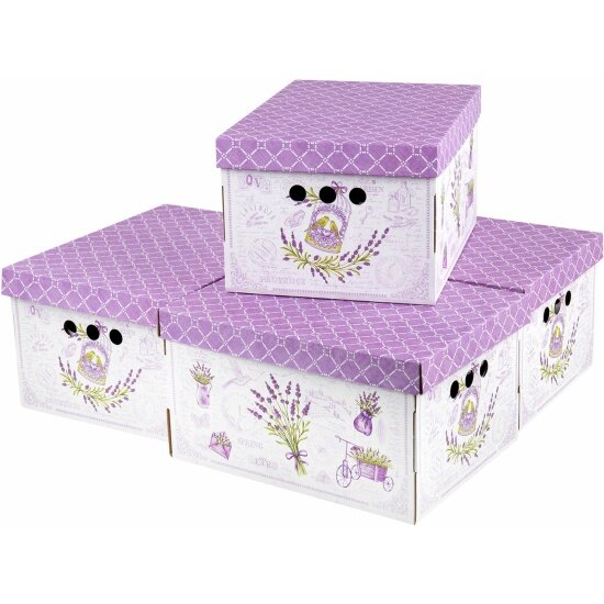 Короб для хранения Brauberg из плотного микрогофрокартона 330х250х185 мм комплект 4 шт HOME 