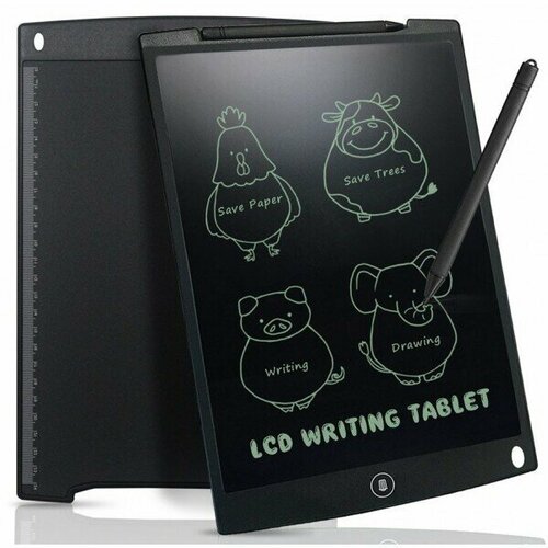 Графический планшет для рисования детский LCD Writing Tablet 12 дюймов со стилусом черный Интерактивная доска Планшет для рисования Электронный блокнот 904₽
