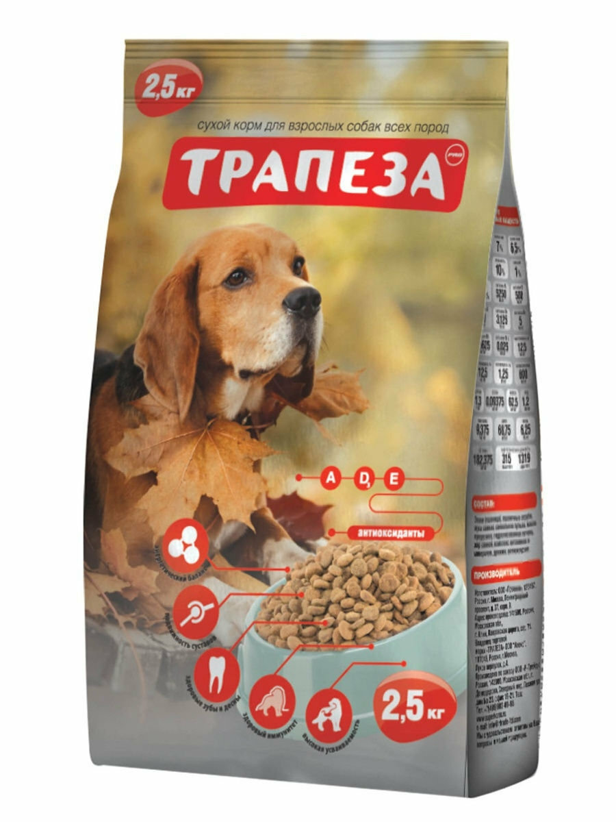 Корм для собак Трапеза 2.5кг Оптималь Optimal 201003205