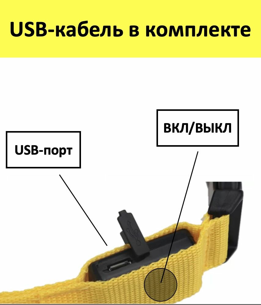 Нейлоновый светящийся ошейник для собак и кошек аккумуляторный, USB, 31-58 см — фото 1