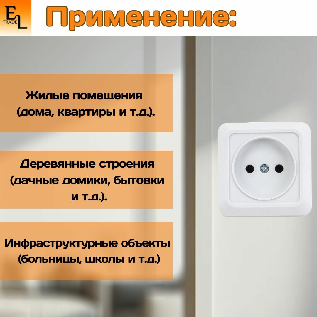 Розетка TDM Ладога 2П открытой установки IP20 10А, белая TDM Electric - фото №7