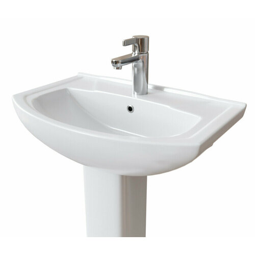 Раковина для ванной Ekokerama ROMANZA 660х433мм с пьедесталом белый (EK113201К)