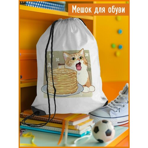 Мешок для обуви мемы котик приколы коты котенок - 1507 690₽