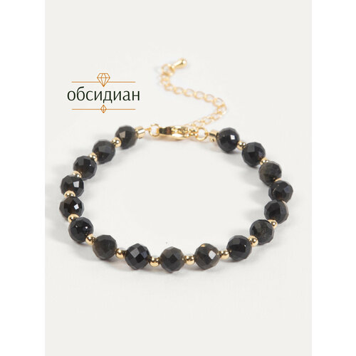 фото Браслет-нить brandlove, обсидиан, 1 шт., размер 17 см, черный