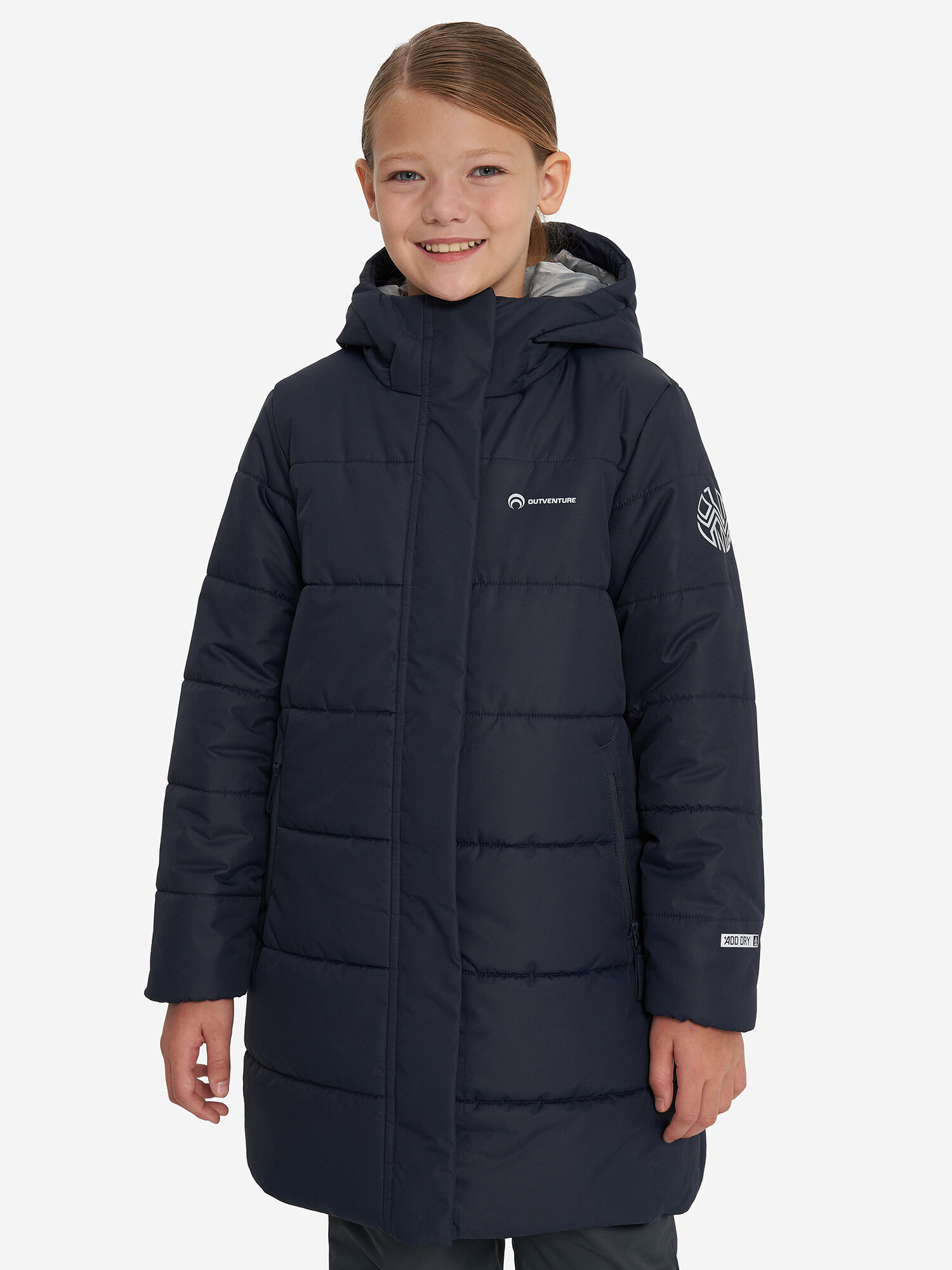Куртка OUTVENTURE Travel Girls Padded Jacket, размер 146-152, синий — фото 1