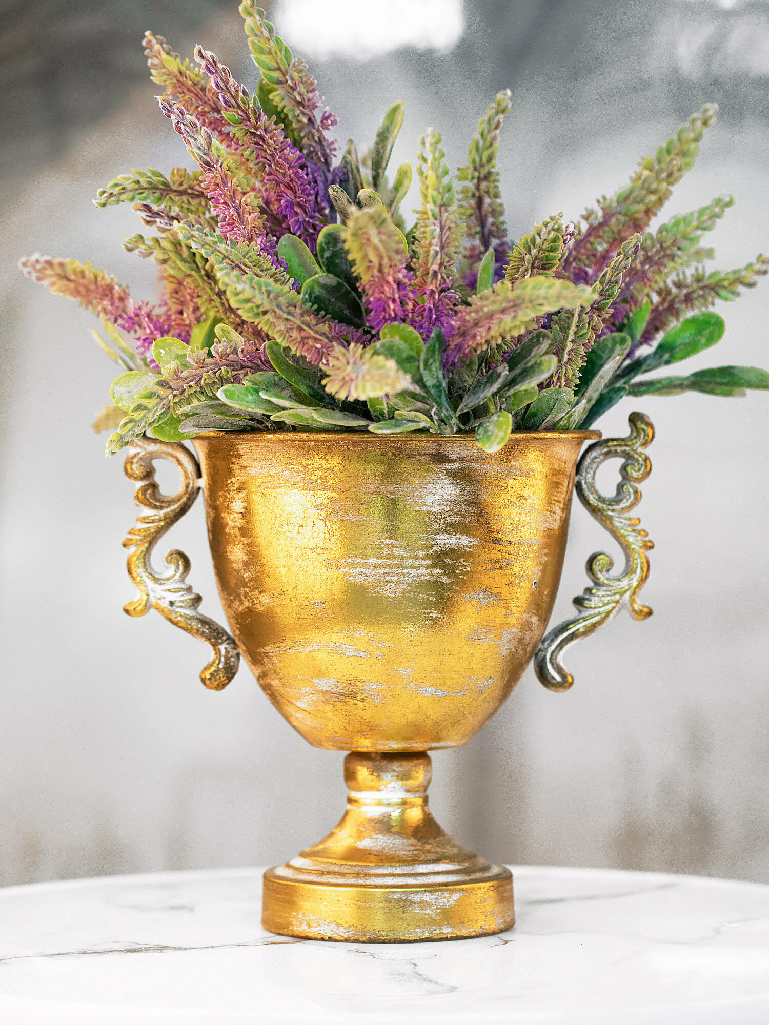 57-160 Ваза с ручками 26х20х24см, Железо, цвет золотистый, Glasar