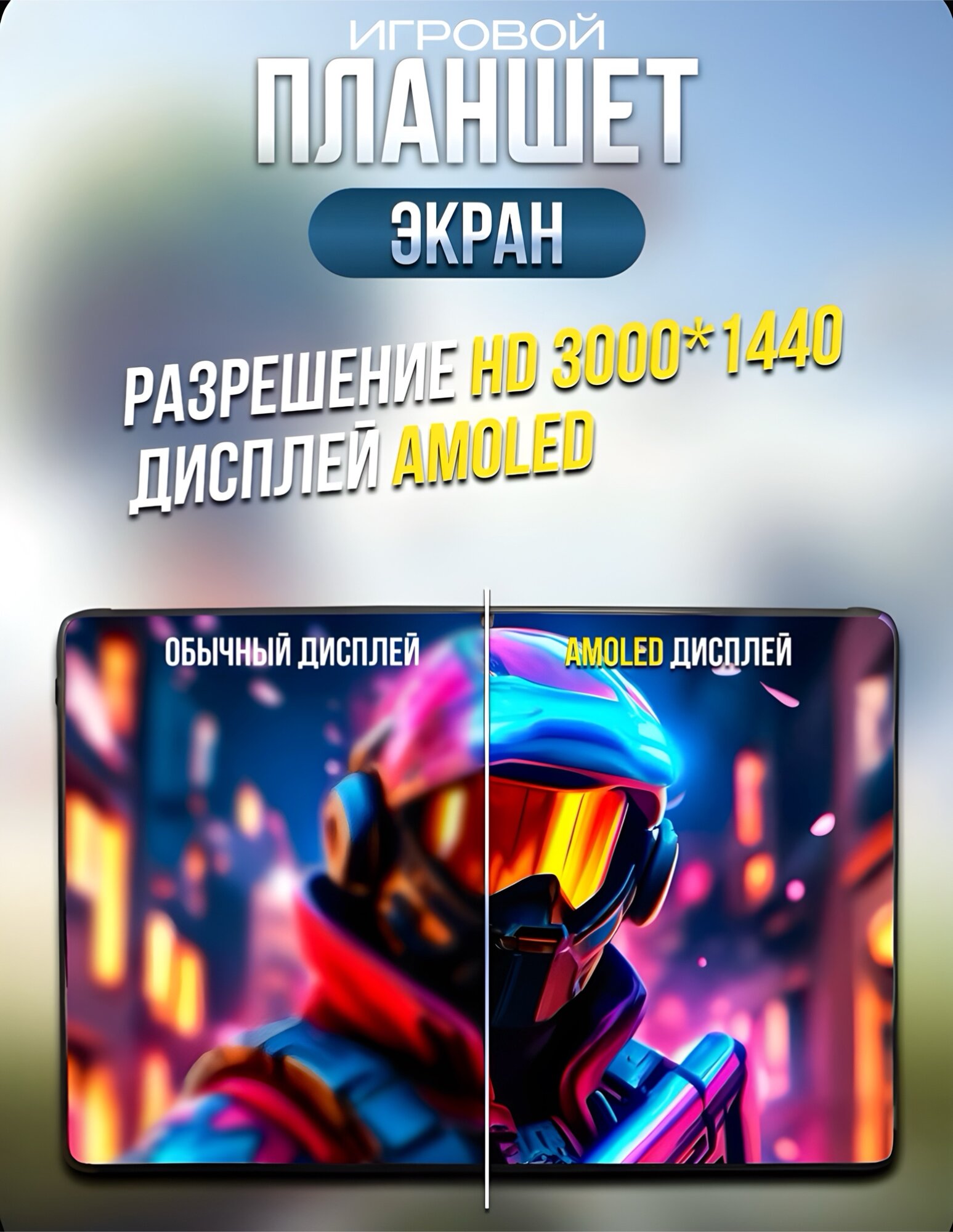 Мощный игровой планшет с чехлом и клавиатурой 8 ГБ/512 ГБ, 10,1, Android 12 — фото 1