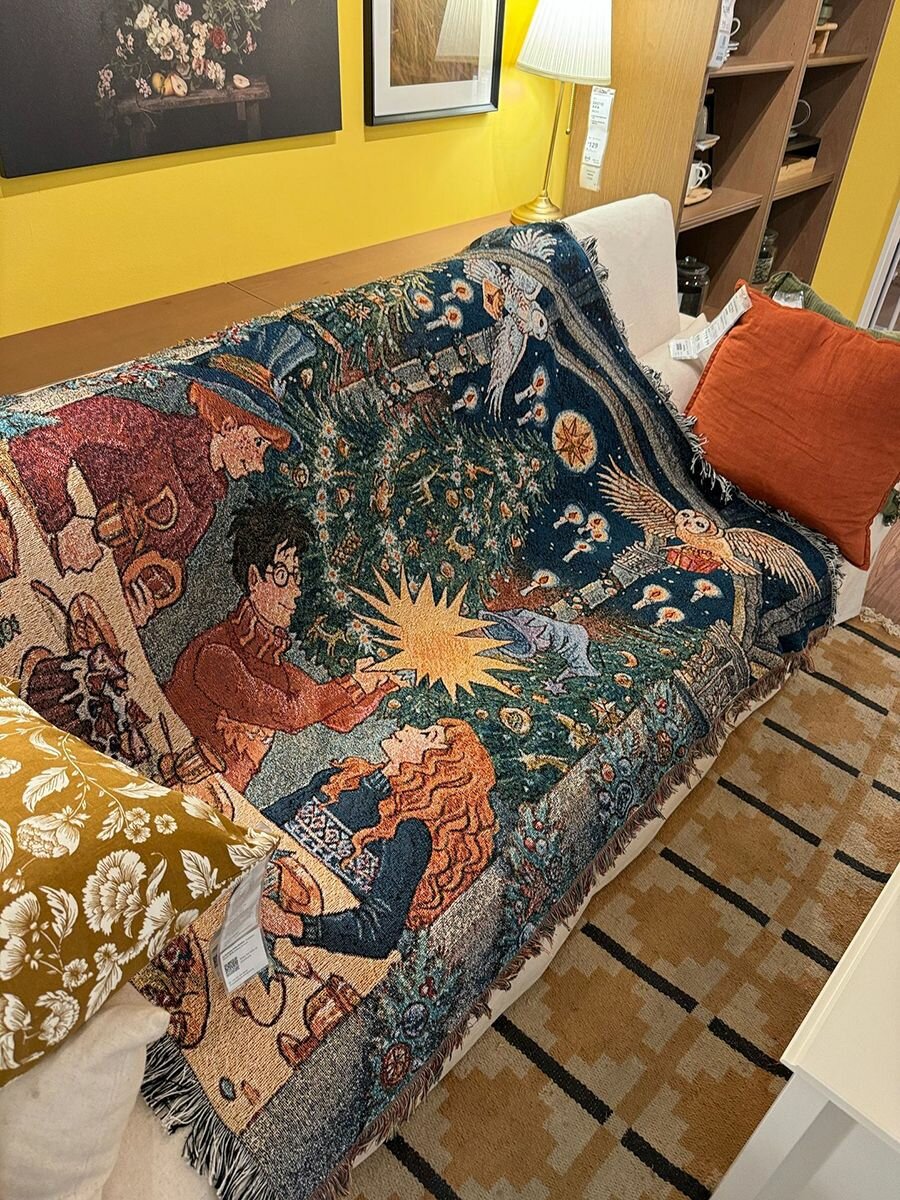 Декоративное покрывало на диван цветы одеяло гарри поттер 130x160cm