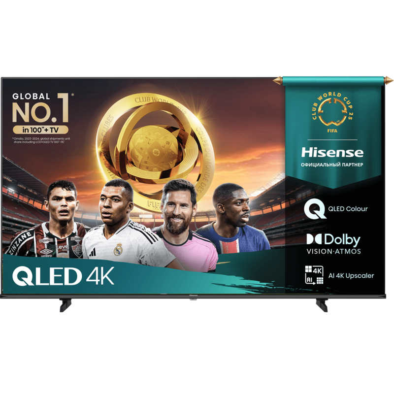 Телевизор Hisense 50" QLED, Ultra HD, Smart TV (ОС VIDAA U9), Wi-Fi, DVB-T2/T/C/S2/S, 2х7W, CI+(1.4), 3хHDMI, 2хUSB, Works with Alexa, Alexa Built-in, VIDAA Voice, Yandex, Black 2025