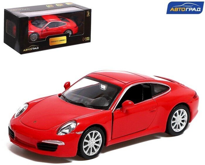 Машина металлическая PORSCHE 911 CARRERA S, 1:32, открываются двери, инерция, цвет красный