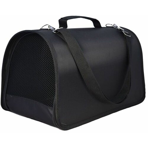 XL Zolo Сумка- переноска жесткая для животных черная нейлон с ремнем, 51*29*29 см.
