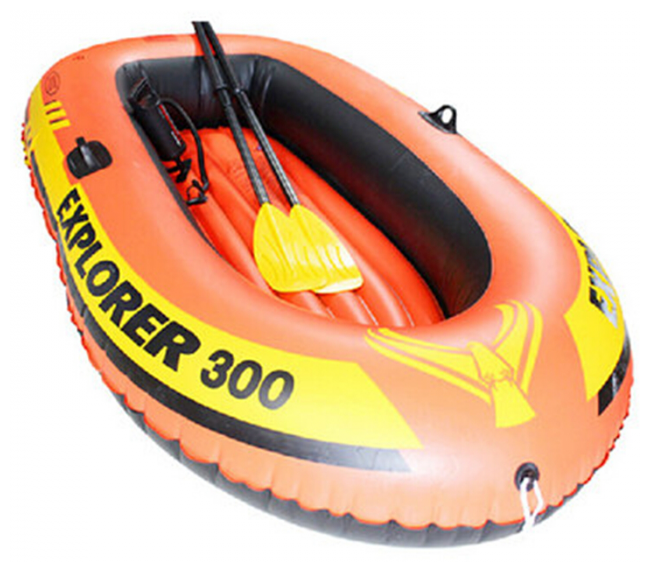 INTEX Надувная лодка Explorer-300-Set трехместная 211*117*41 см + насос и весла 58332