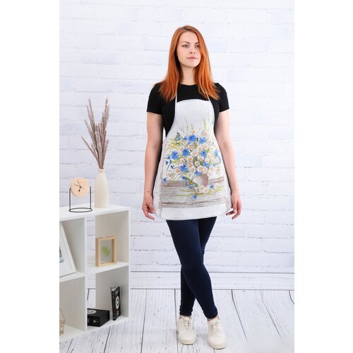 Фартук кухонный безразмерный 50*64 см хлопковый Ромашки