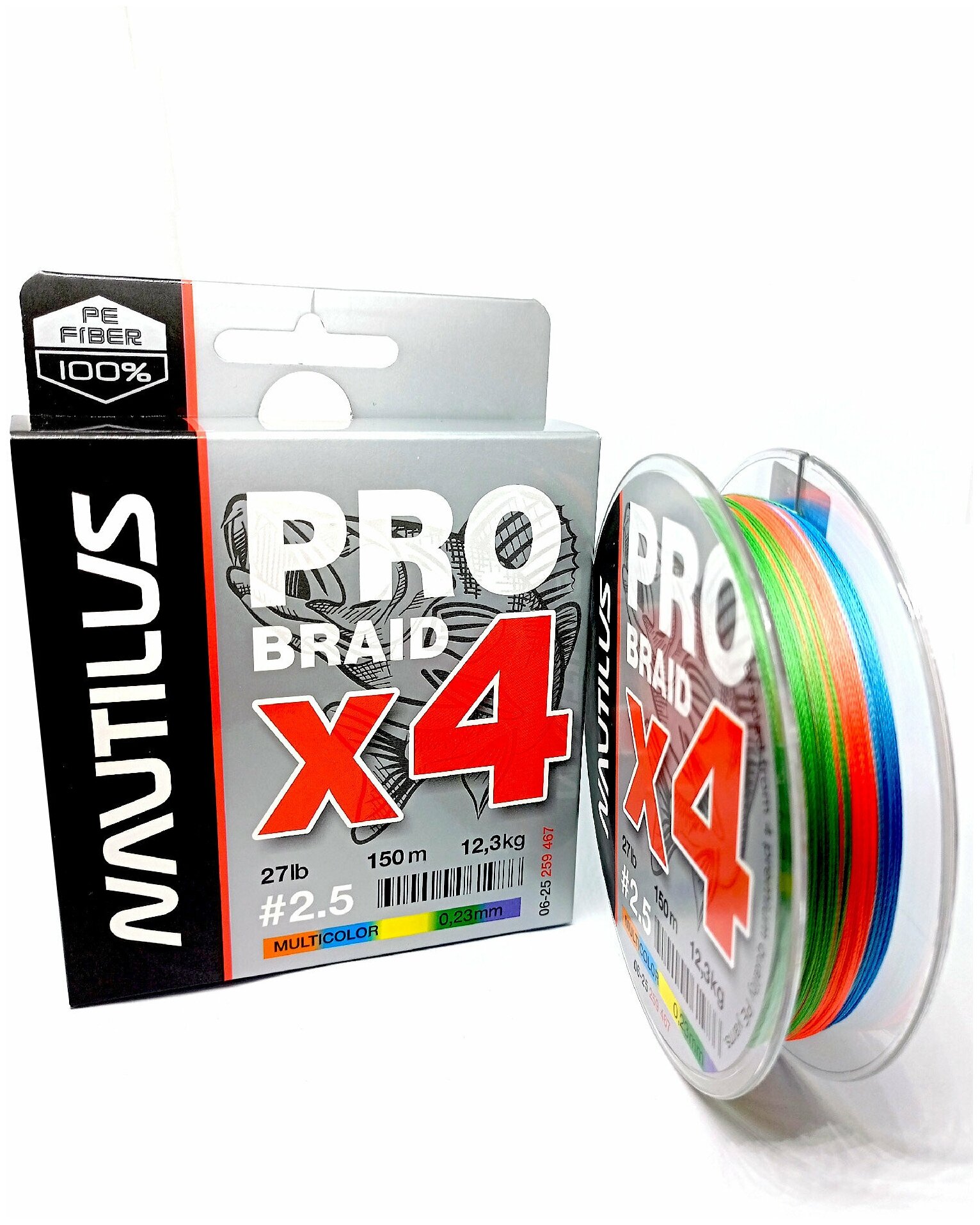 Шнур Nautilus Pro Braid X4 Multicolor d-0.25 13.2кг 29lb 150м