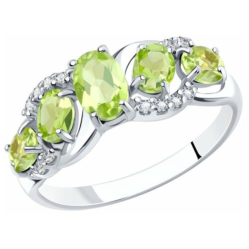 фото Sokolov кольцо из серебра с фианитами и хризолитами 92011010, размер 16.5