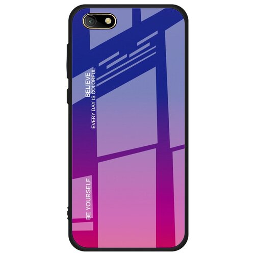Чехол-бампер Mypads для iPhone 7 Plus + 5.5 / iPhone 8 Plus (Айфон 7/ 8 плюс) силиконовый с закаленным стеклом «Градиент» фиолетовый