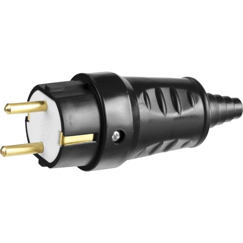 Вилка СИБИН электрическая ударопрочная с заземлением 16А220В черная 528₽