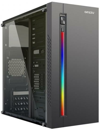 Корпус Ginzzu D370 RGB Window, mATX, без БП, черный