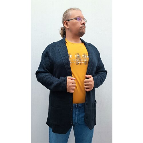 фото Кардиган olser, длинный рукав, силуэт полуприлегающий, средней длины, размер 7xl, синий