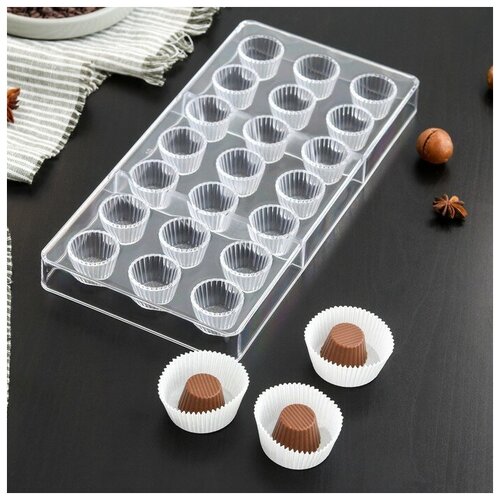 Форма для шоколада и конфет KONFINETTA «Конфетти», 27,5×13,5 см, 21 ячейка, цвет прозрачный