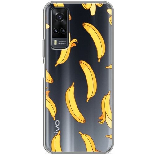 Полупрозрачный дизайнерский силиконовый чехол для Виво Y31 / Vivo Y31 Прозрачные бананы
