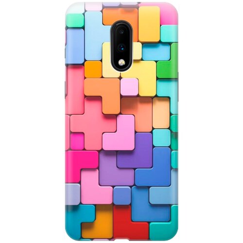 фото Ультратонкий силиконовый чехол-накладка для oneplus 7 с принтом "паттерн из блоков" gosso
