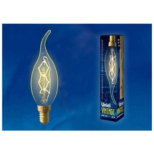 Uniel CW35 E14 60W Свеча на ветру винтажная лампа накаливания IL-V-CW35-60/GOLDEN/E14 ZW01 (арт. 555096)