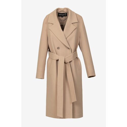 фото Пальто-халат демисезонное, силуэт прямой, удлиненное, размер 44-46/170, бежевый margo