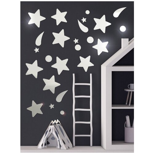 Наклейка интерьерная Звездопад хром