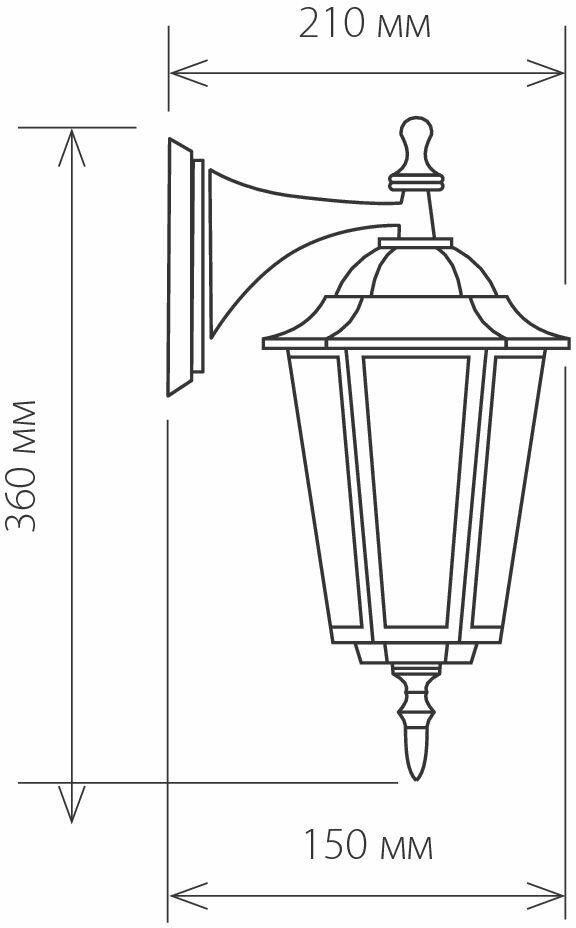 Уличный настенный светильник Elektrostandard Claro GL 1004D, E27, 60 Вт, цвет черное золото